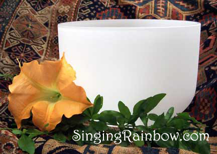 Singing Rainbow Quartz Crystal Bowl with Angel Trumpet